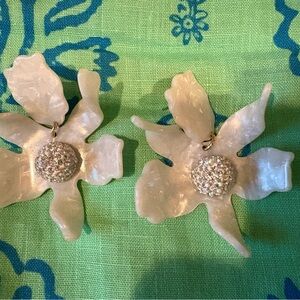 Lele Sadoughi Mother of Pearl Crystal Lily Earrings
